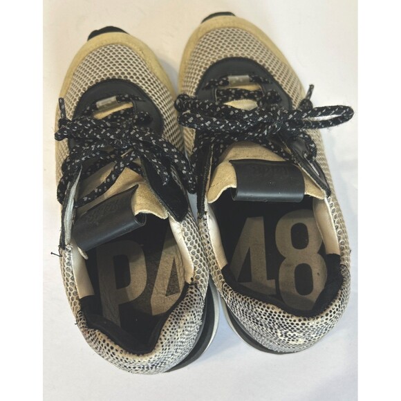 P448 EU 36 US 5.5 Black Cream Cancun Sting Lace Up Suede Mesh Shoes Women’s - Picture 6 of 8